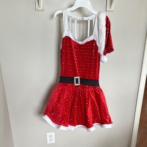 Weissman Red and White Dance Costume with Velvet and Mesh